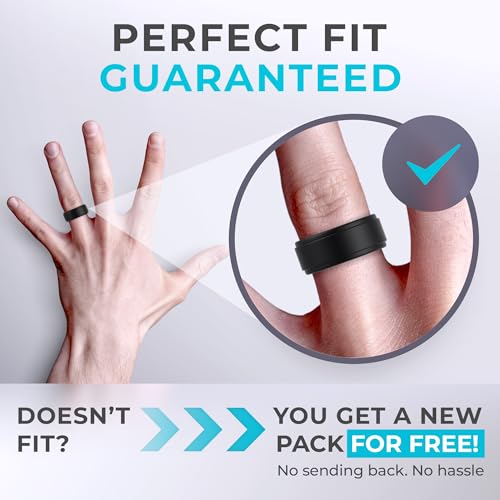 Sleek Silicone Wedding Rings for Men - Multipack