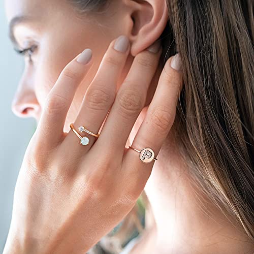 Gold Plated Adjustable White Opal Stacking Rings