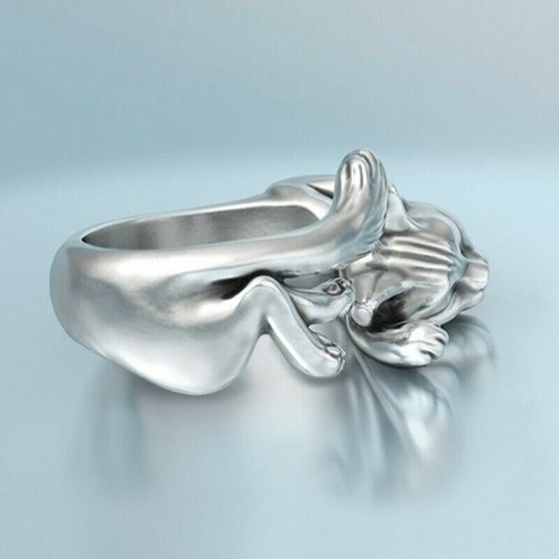 925 Silver Plated Cat-Shaped Ring for Women