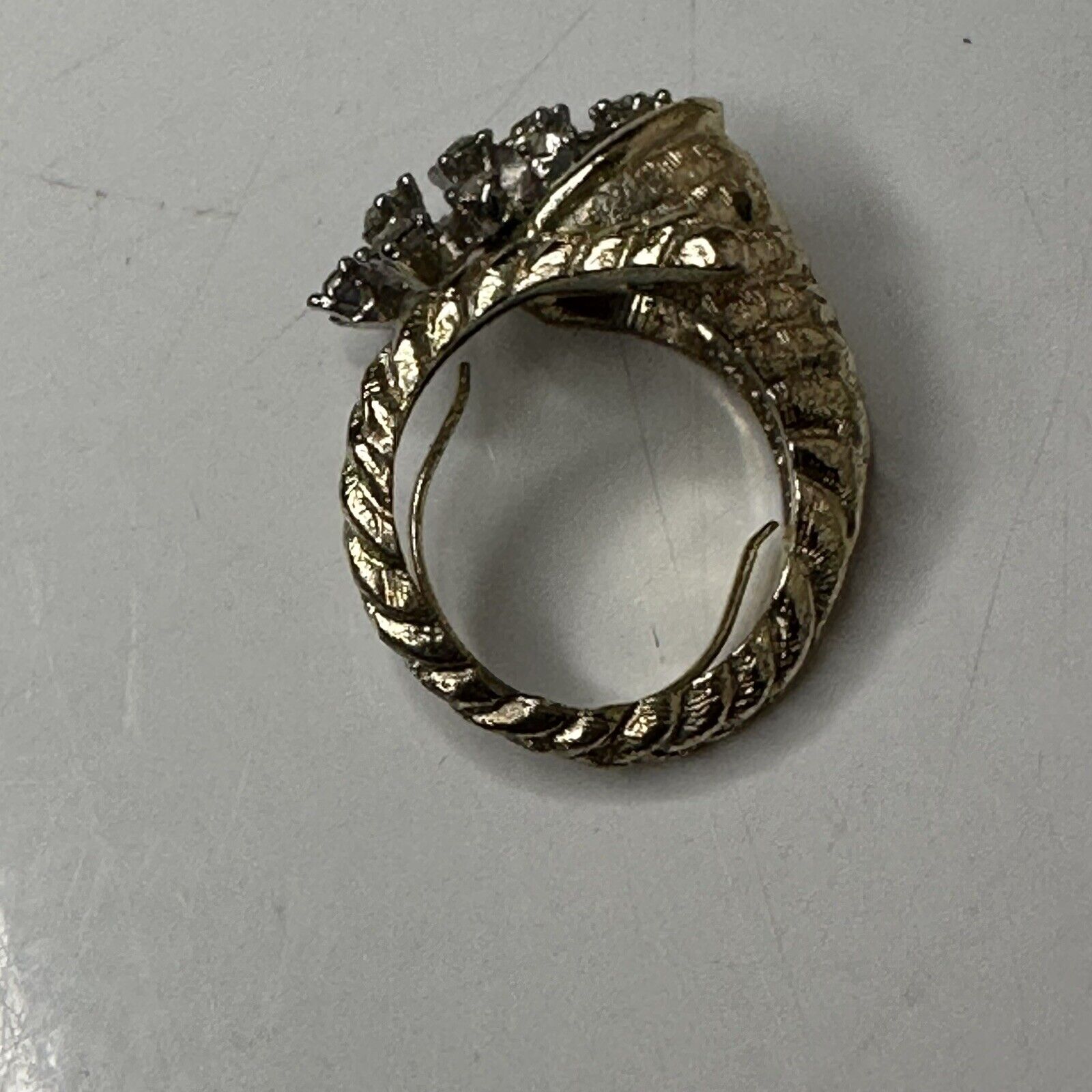 Rhinestone-Embellished Gold Tone Size 8 Ring