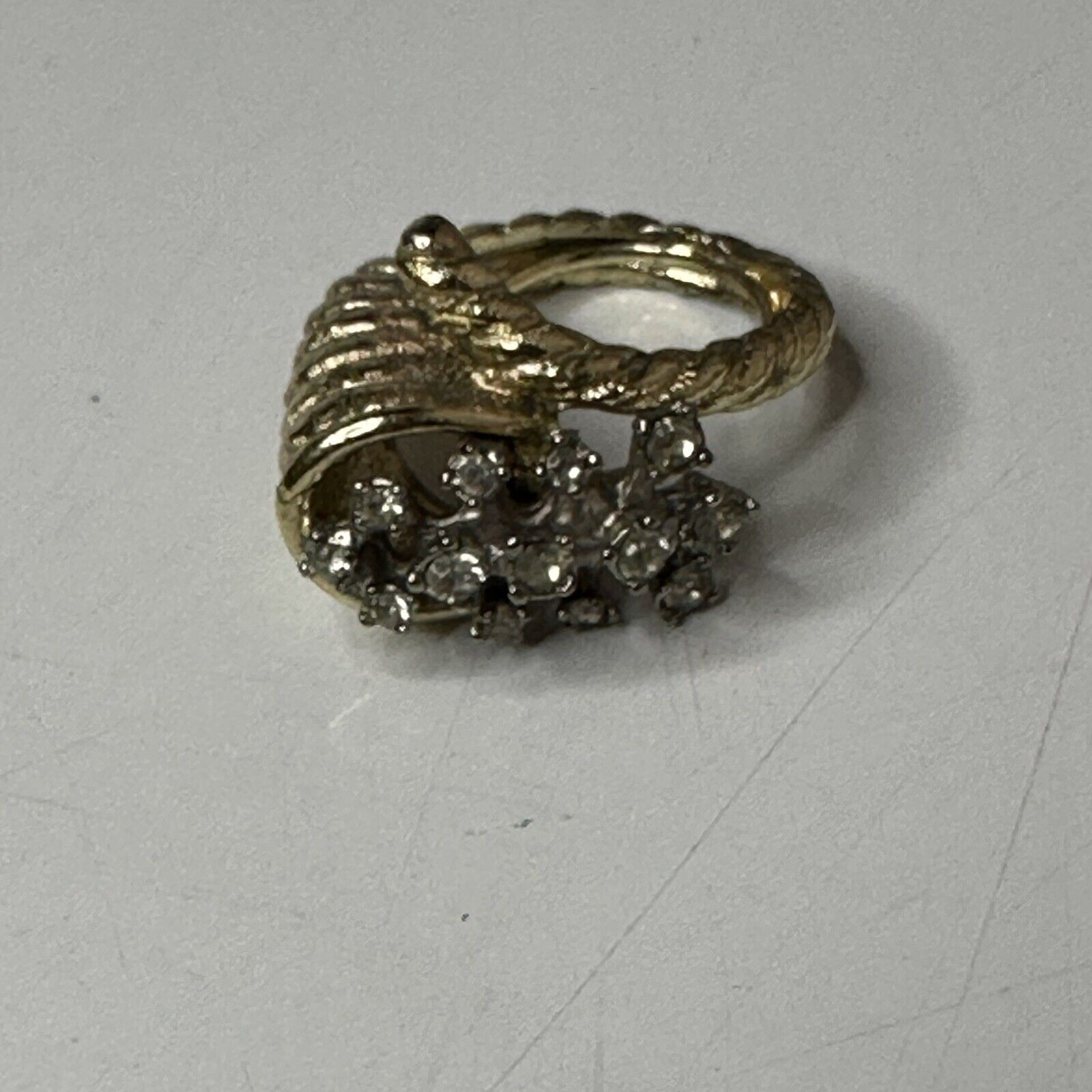 Rhinestone-Embellished Gold Tone Size 8 Ring