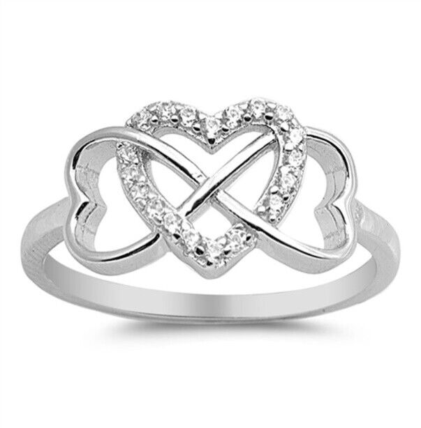 Sterling Silver Infinity Heart Ring with Zirconia