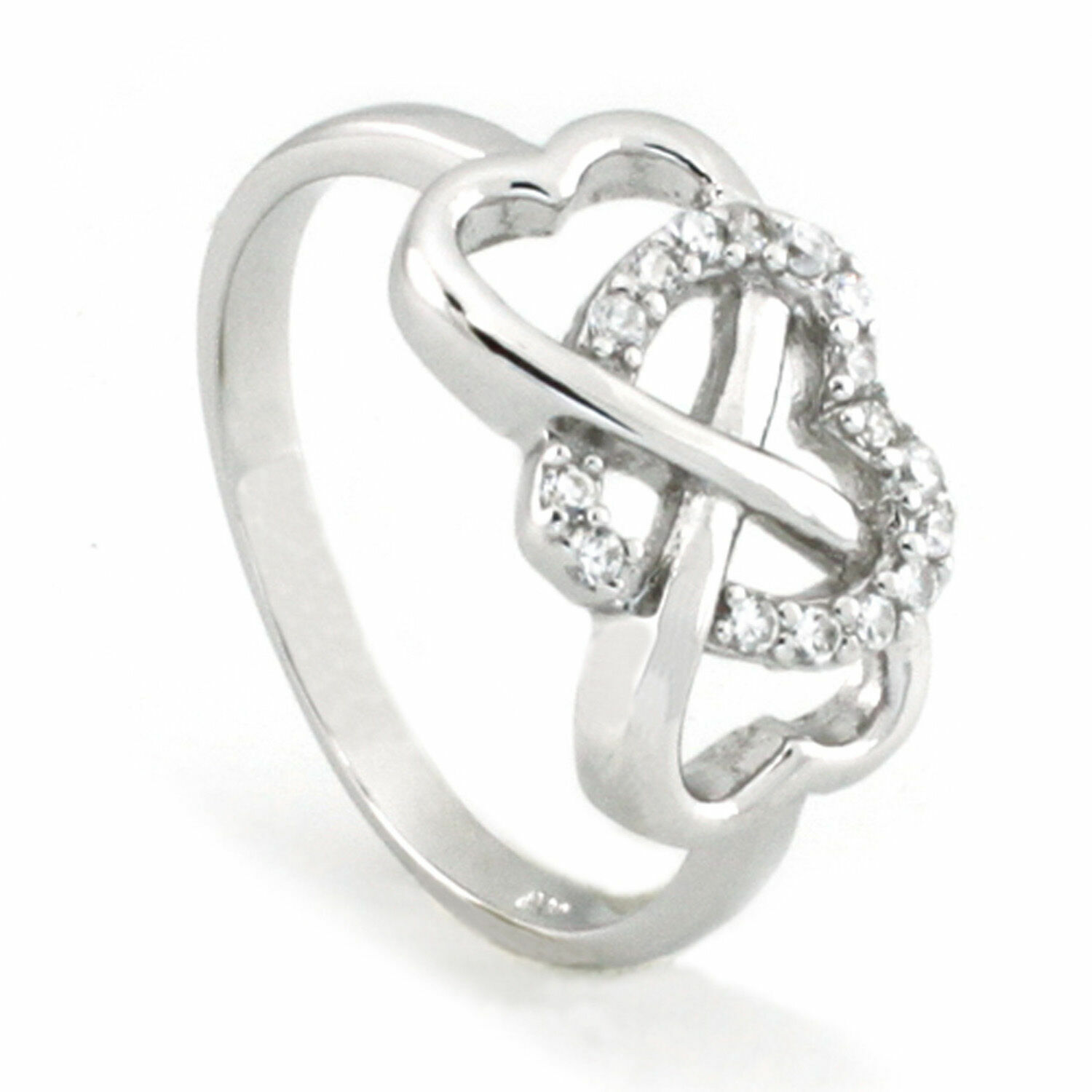 Sterling Silver Infinity Heart Ring with Zirconia