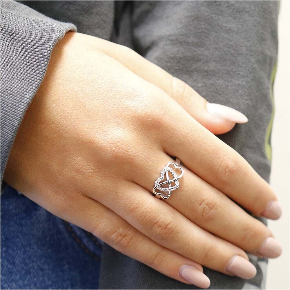 Sterling Silver Infinity Heart Ring with Zirconia