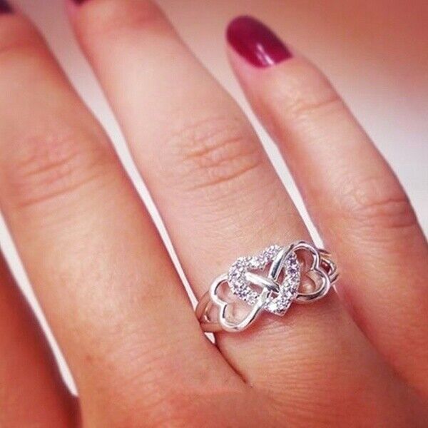 Sterling Silver Infinity Heart Ring with Zirconia