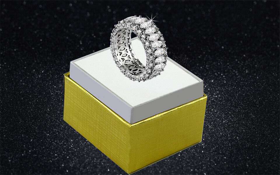925 Sterling Silver CZ Princess Cut Eternity Ring