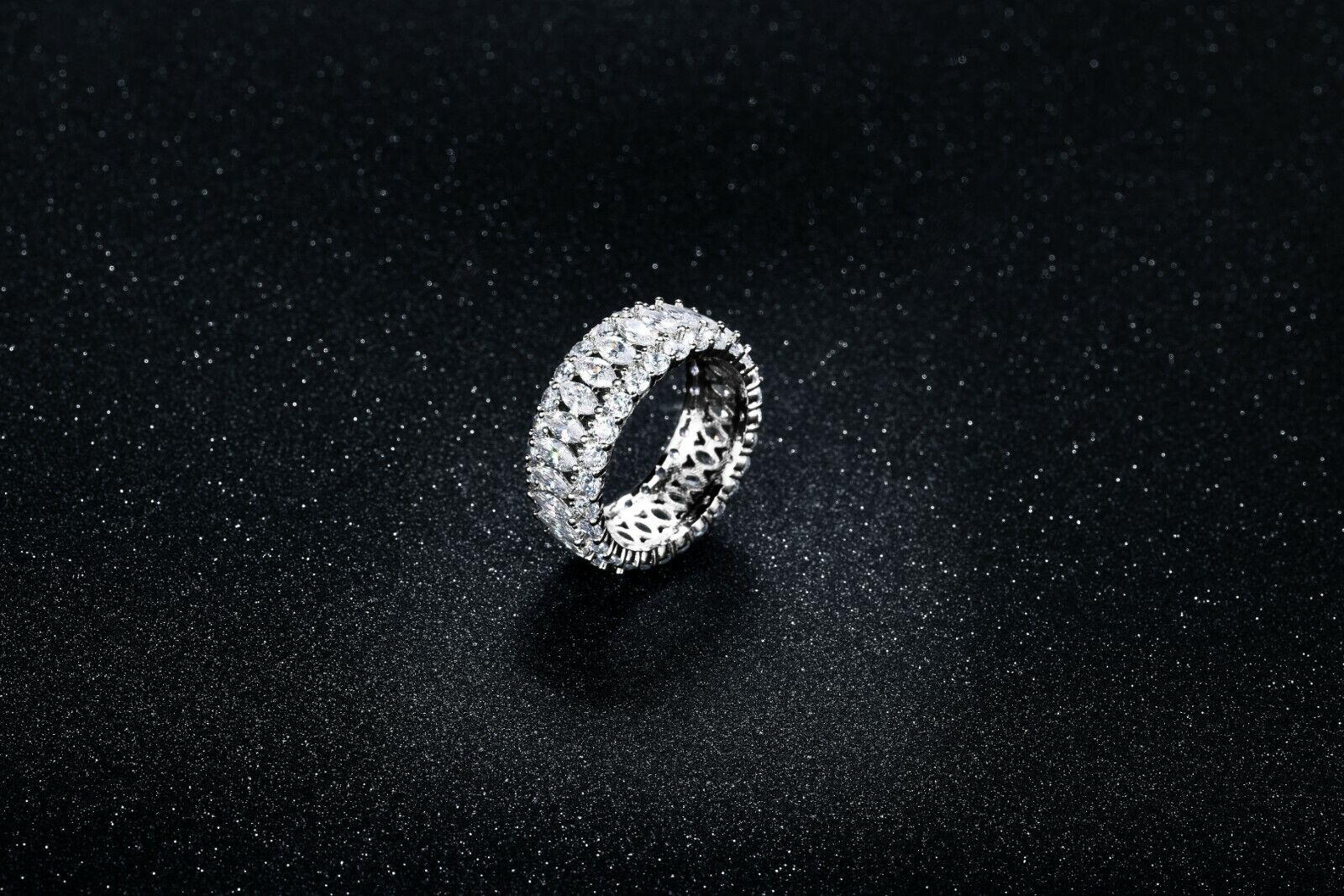 925 Sterling Silver CZ Princess Cut Eternity Ring