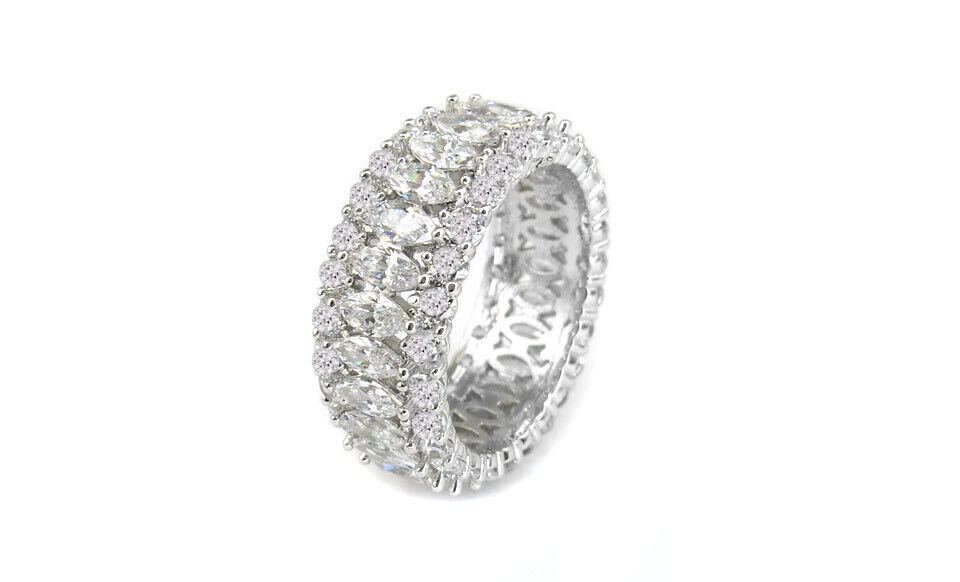 925 Sterling Silver CZ Princess Cut Eternity Ring