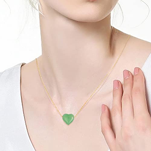 18k Gold Jade Heart Pendant Necklace for Women