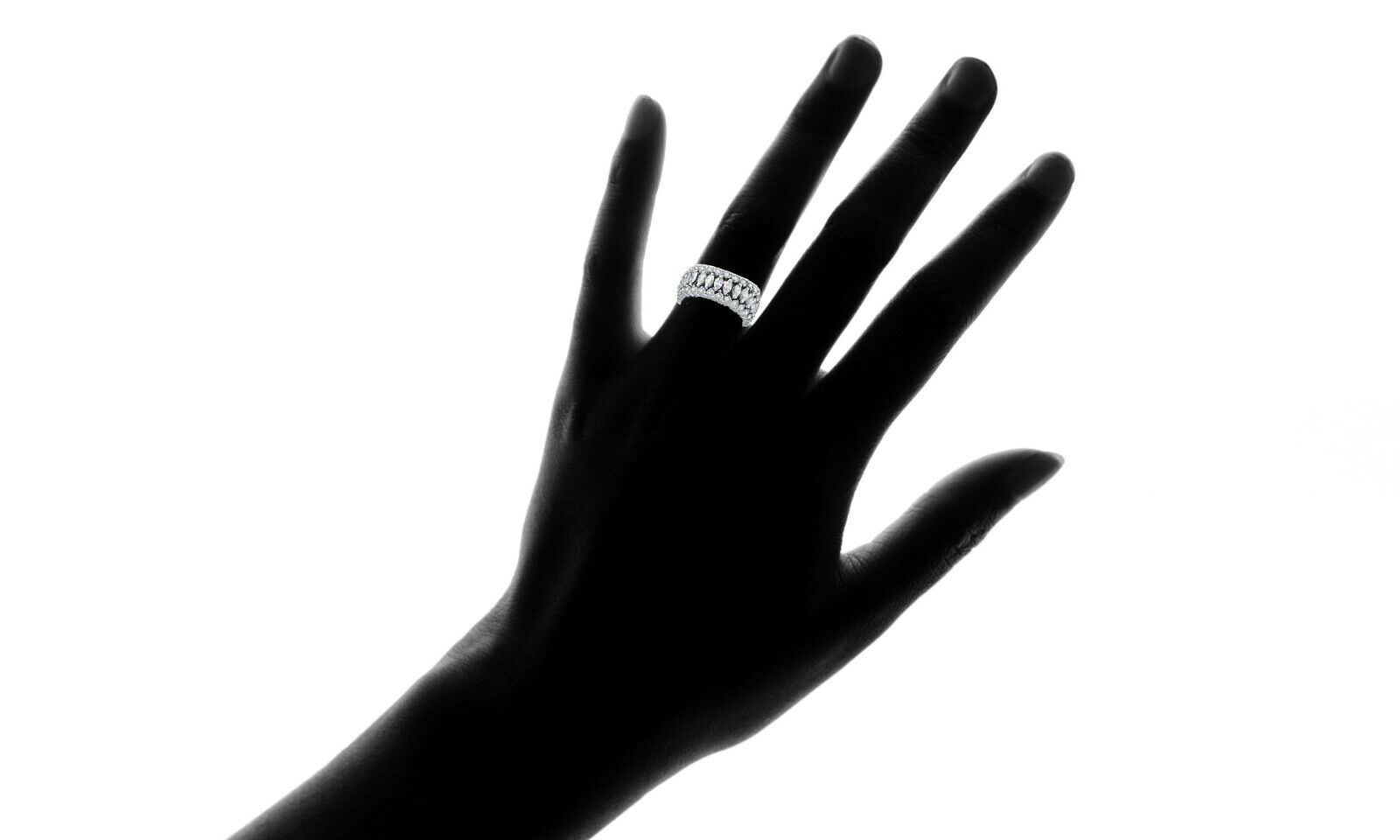 925 Sterling Silver CZ Princess Cut Eternity Ring