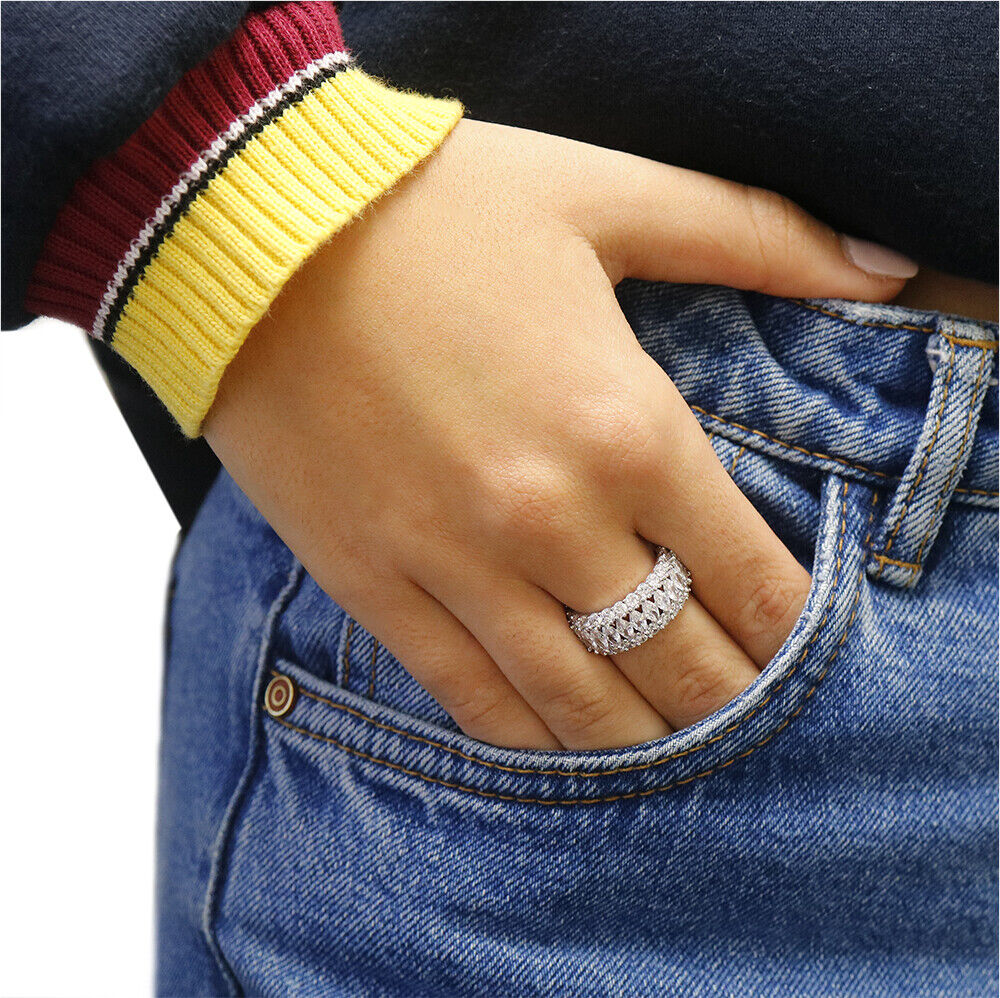 925 Sterling Silver CZ Princess Cut Eternity Ring