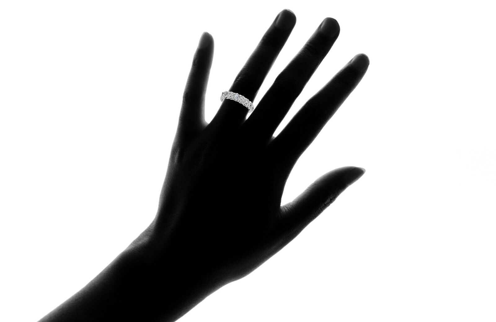 Sterling Silver CZ Eternity Wedding Band Ring