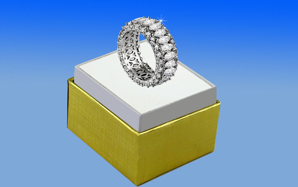 925 Sterling Silver CZ Princess Cut Eternity Ring