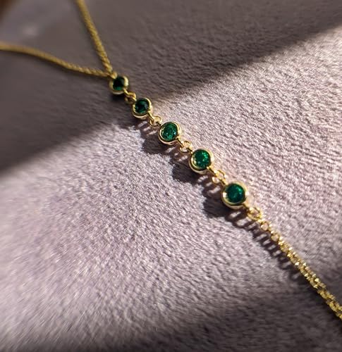 Emerald Green Hand Chain Bracelet in 14k Gold
