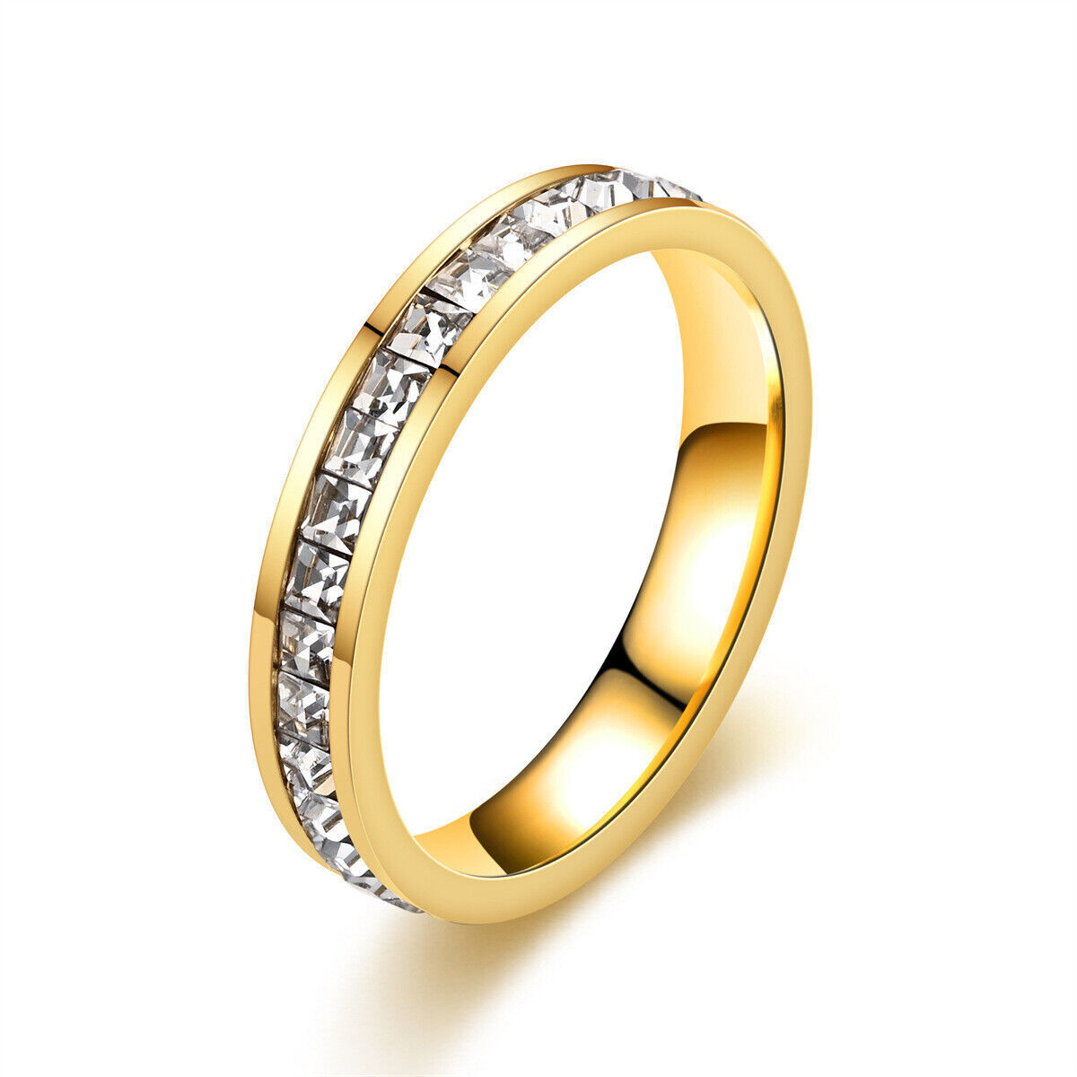 Unisex Stainless Steel CZ Ring Band for Weddings