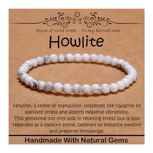 Natural Healing Gemstone Howlite Stretch Bracelet for Men/Women