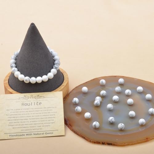 Natural Healing Gemstone Howlite Stretch Bracelet for Men/Women
