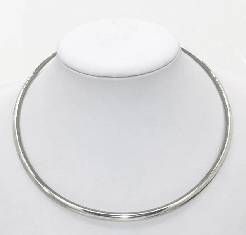 Silver Circle Torque Collar Necklace - Statement Jewelry
