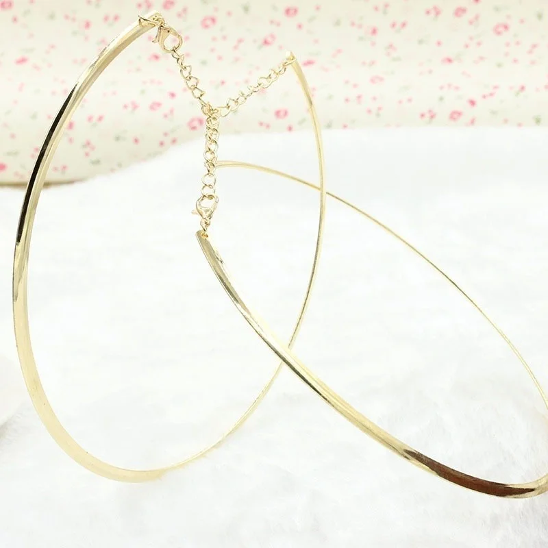 Silver Circle Torque Collar Necklace - Statement Jewelry