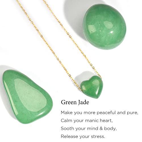18k Gold Jade Heart Pendant Necklace for Women