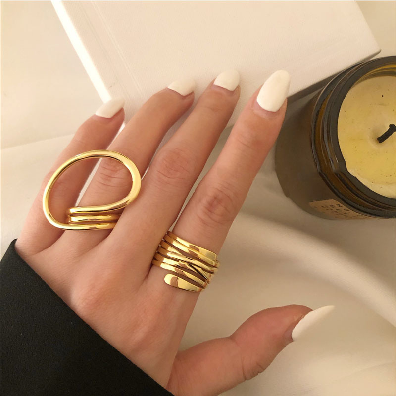 Set of 2 Geometric Statement Rings for Women