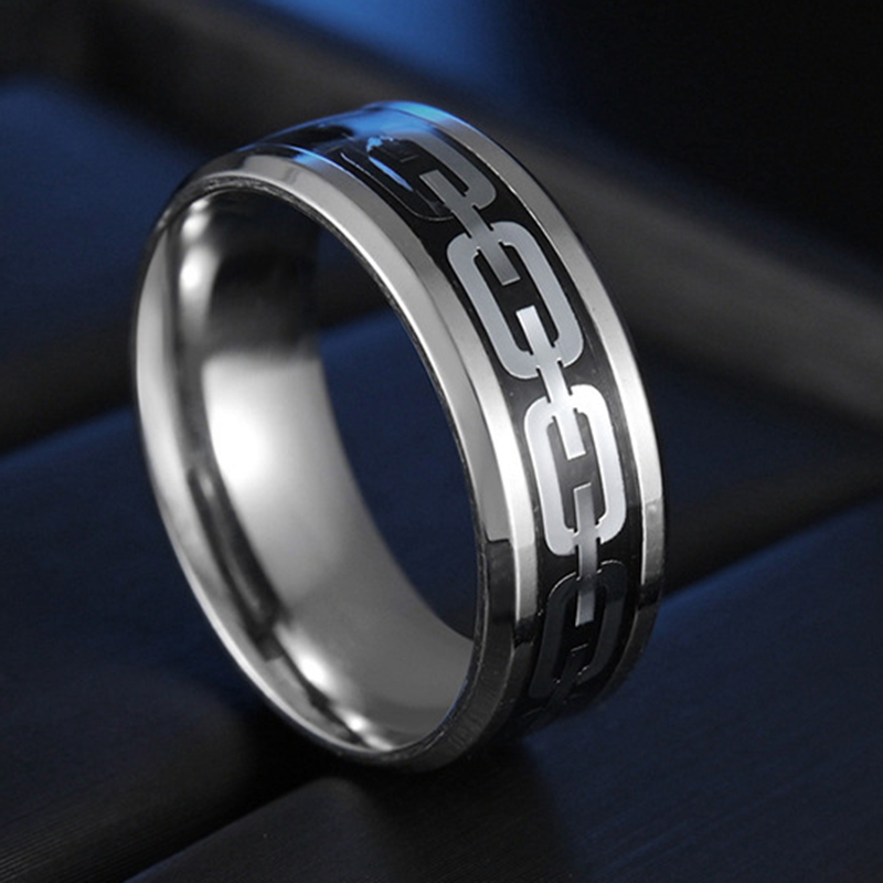 Punk Stainless Steel Chain Rings for Men