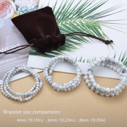 Natural Healing Gemstone Howlite Stretch Bracelet for Men/Women