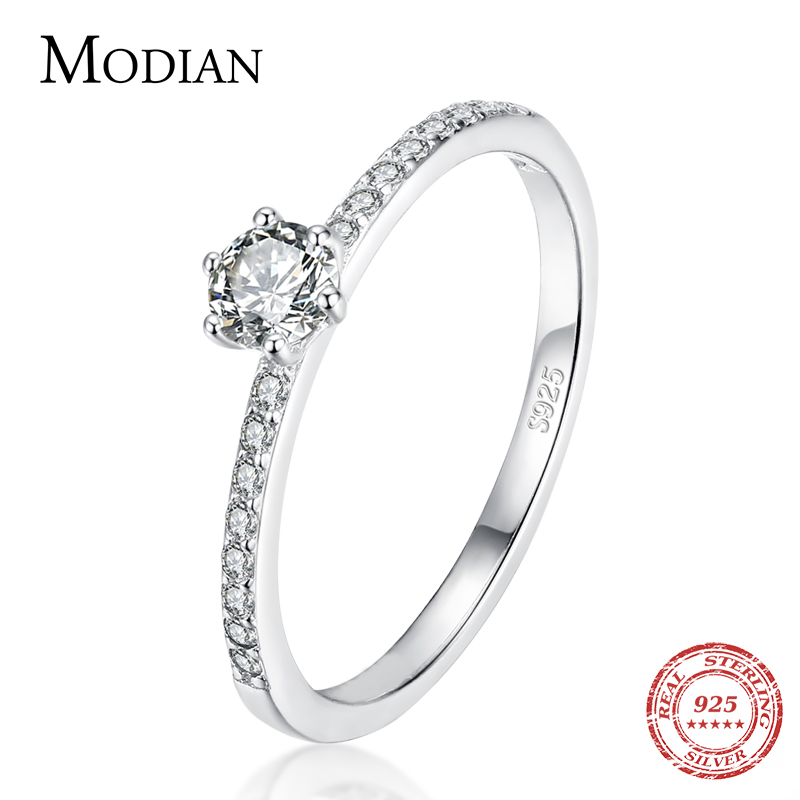 Sterling Silver Simple Round CZ Women's Ring