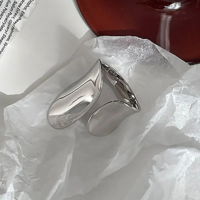 Geometric Silver Statement Wide Rings for Women
