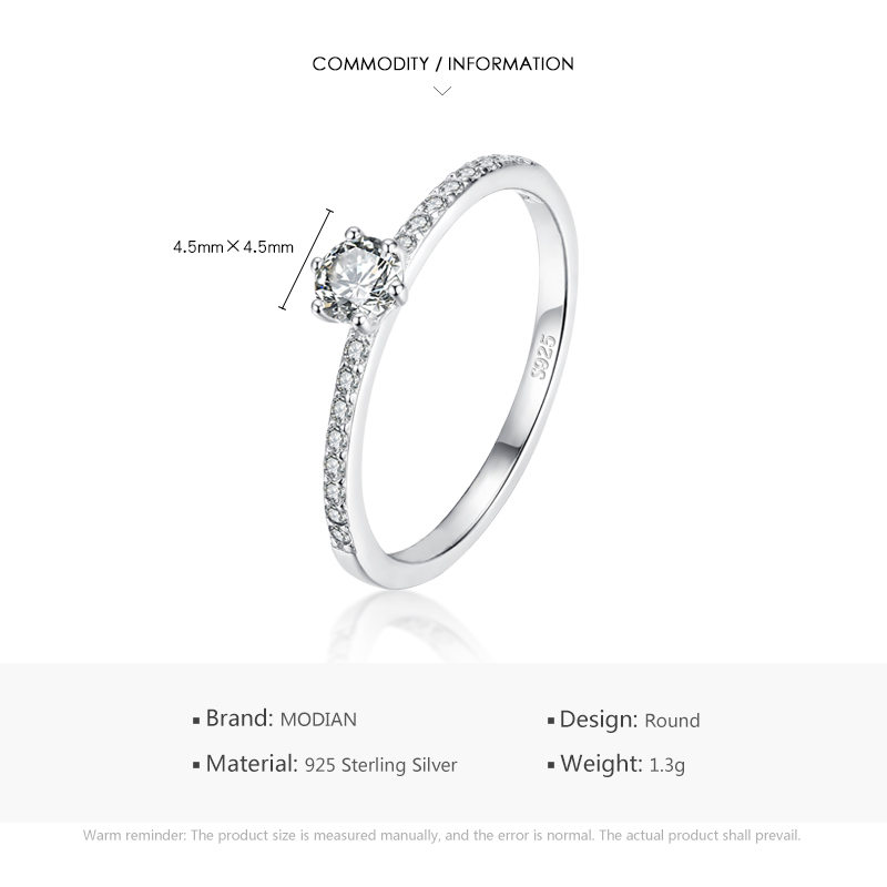 Sterling Silver Simple Round CZ Women's Ring