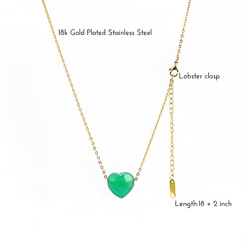 18k Gold Jade Heart Pendant Necklace for Women