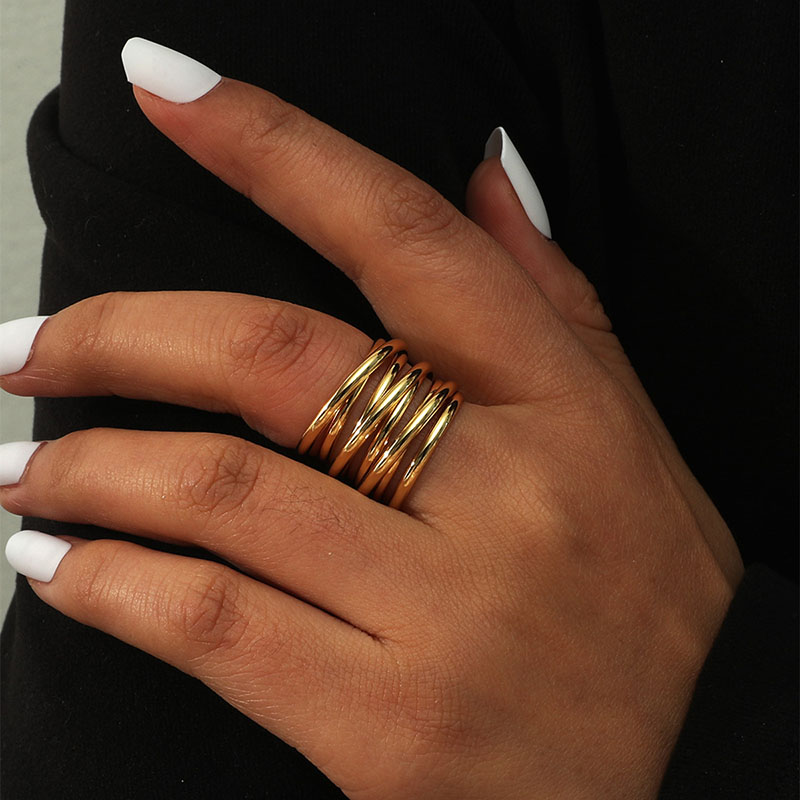 Boho Spiral Multilayer Stainless Steel Rings for Women