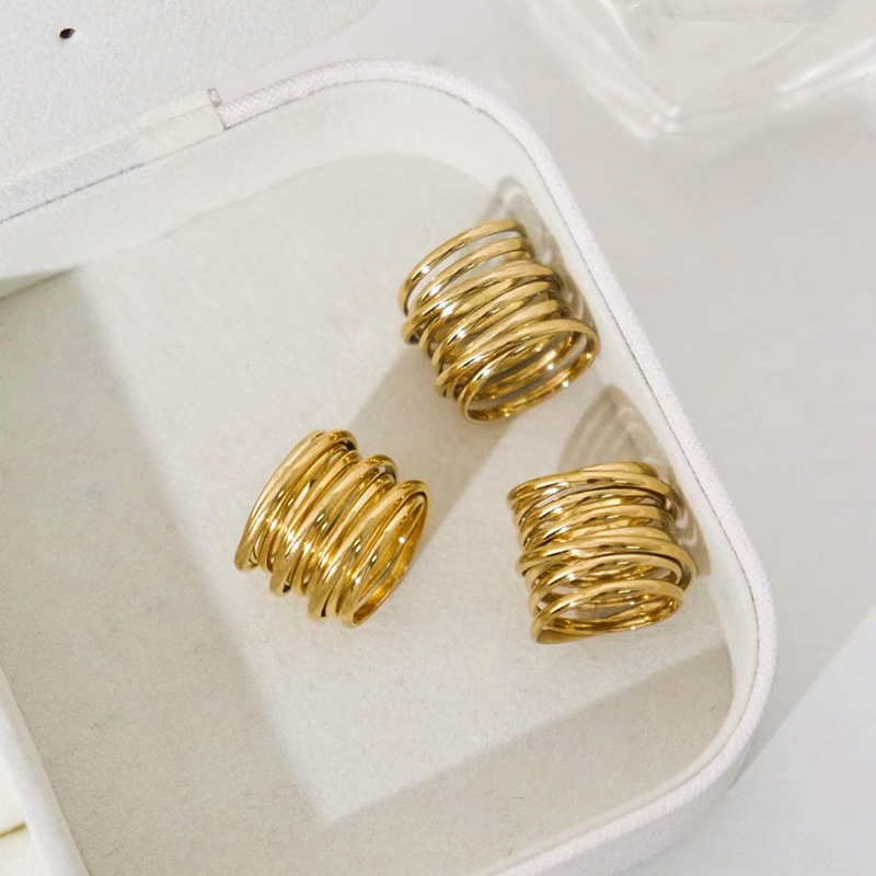 Boho Spiral Multilayer Stainless Steel Rings for Women