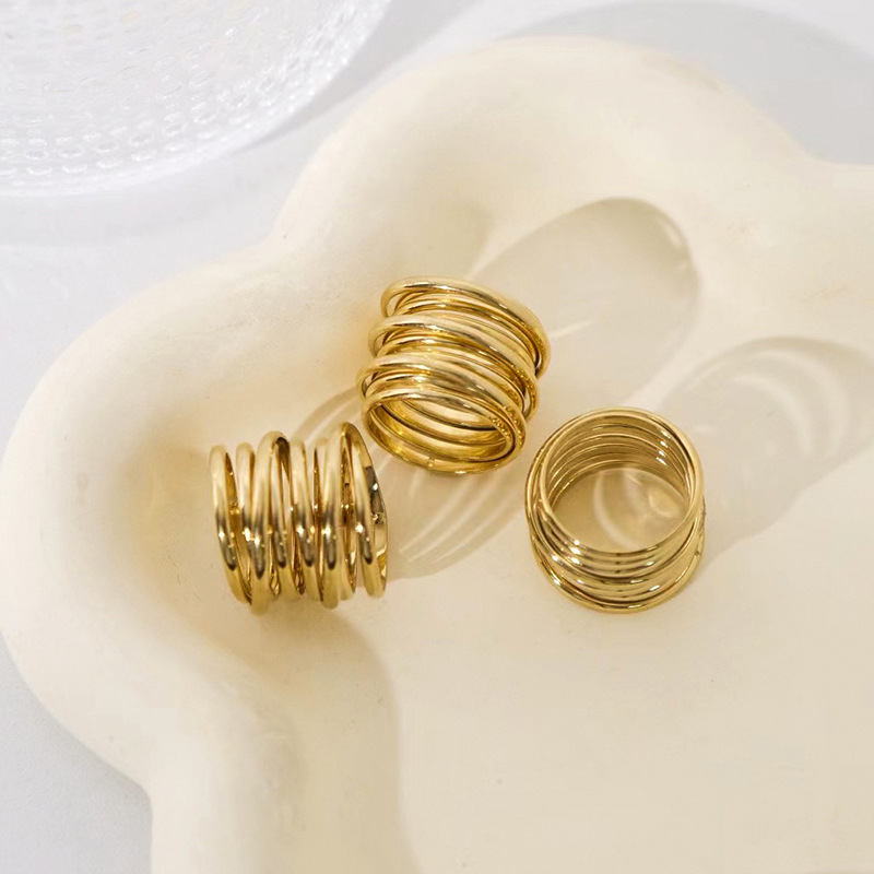 Boho Spiral Multilayer Stainless Steel Rings for Women
