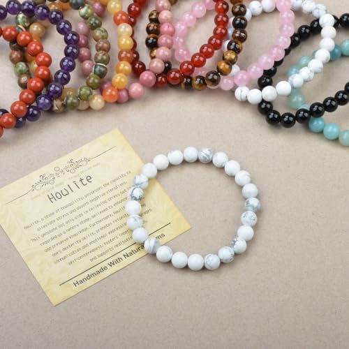 Natural Healing Gemstone Howlite Stretch Bracelet for Men/Women