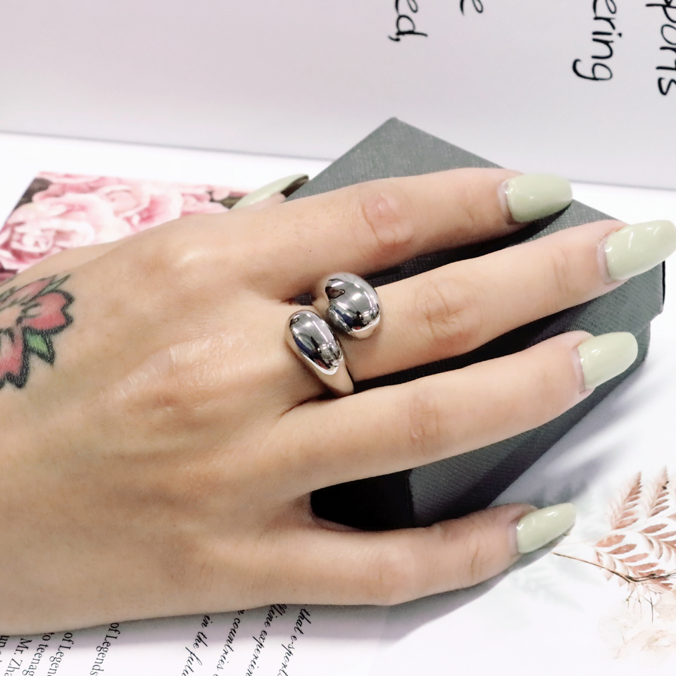 Handmade Stainless Steel Water Drop Ring