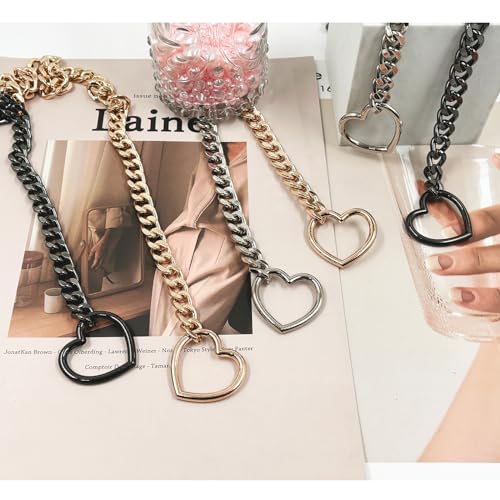 ADEMISHIA Heart O-ring Chain Necklace: Handmade Punk Gothic Style