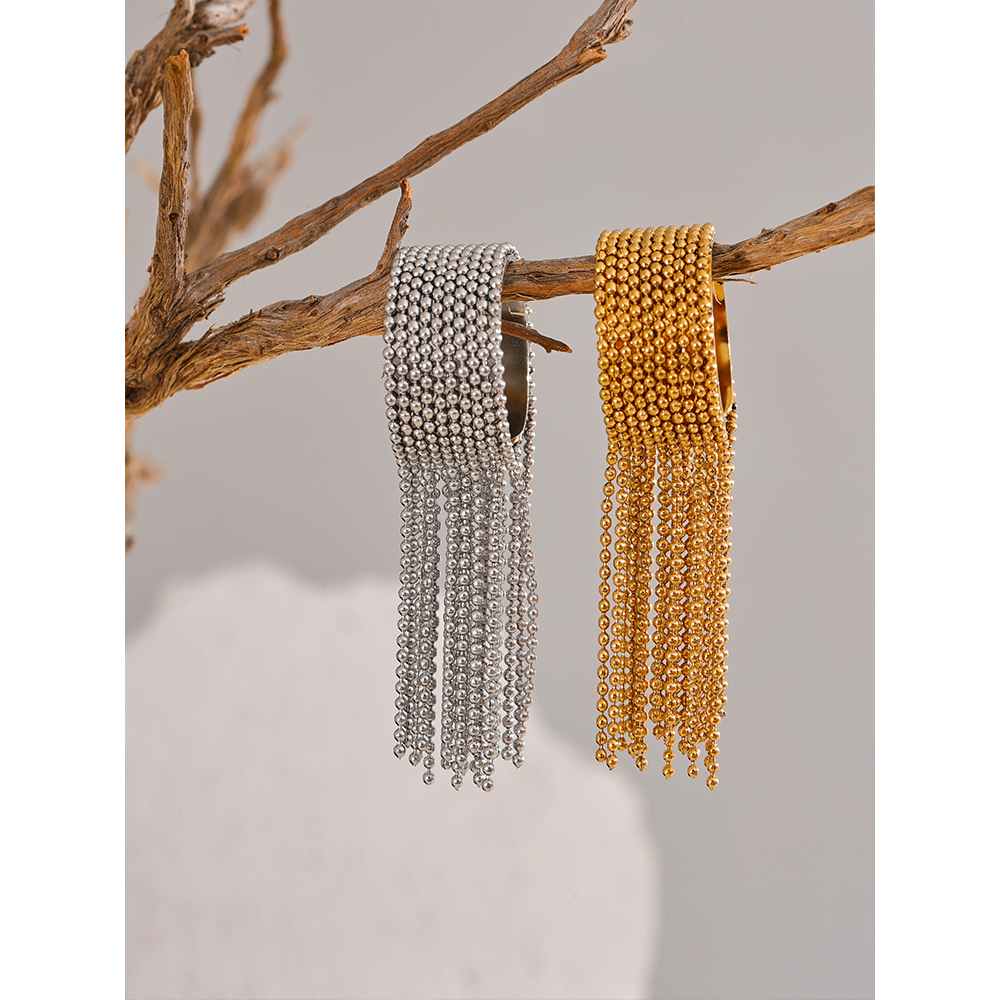 Stylish Adjustable Stainless Steel Tassel Finger Ring