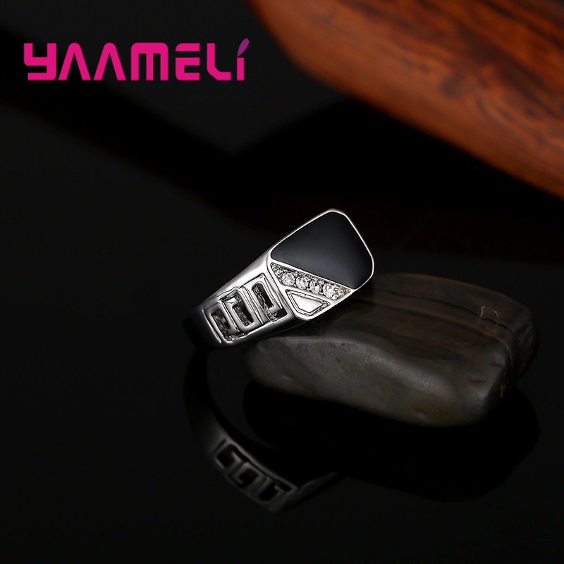 Unique 925 Sterling Silver Wide Band Men's Ring