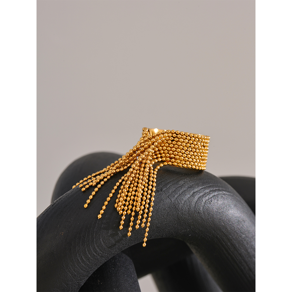 Stylish Adjustable Stainless Steel Tassel Finger Ring