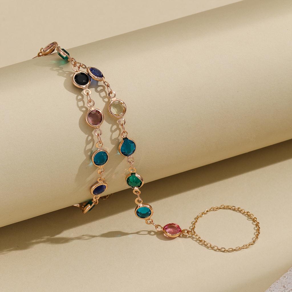 Colorful Zircon Crystal Link Chain Bracelet
