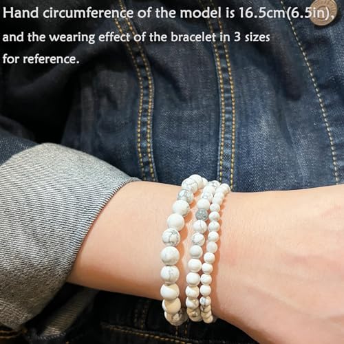 Natural Healing Gemstone Howlite Stretch Bracelet for Men/Women