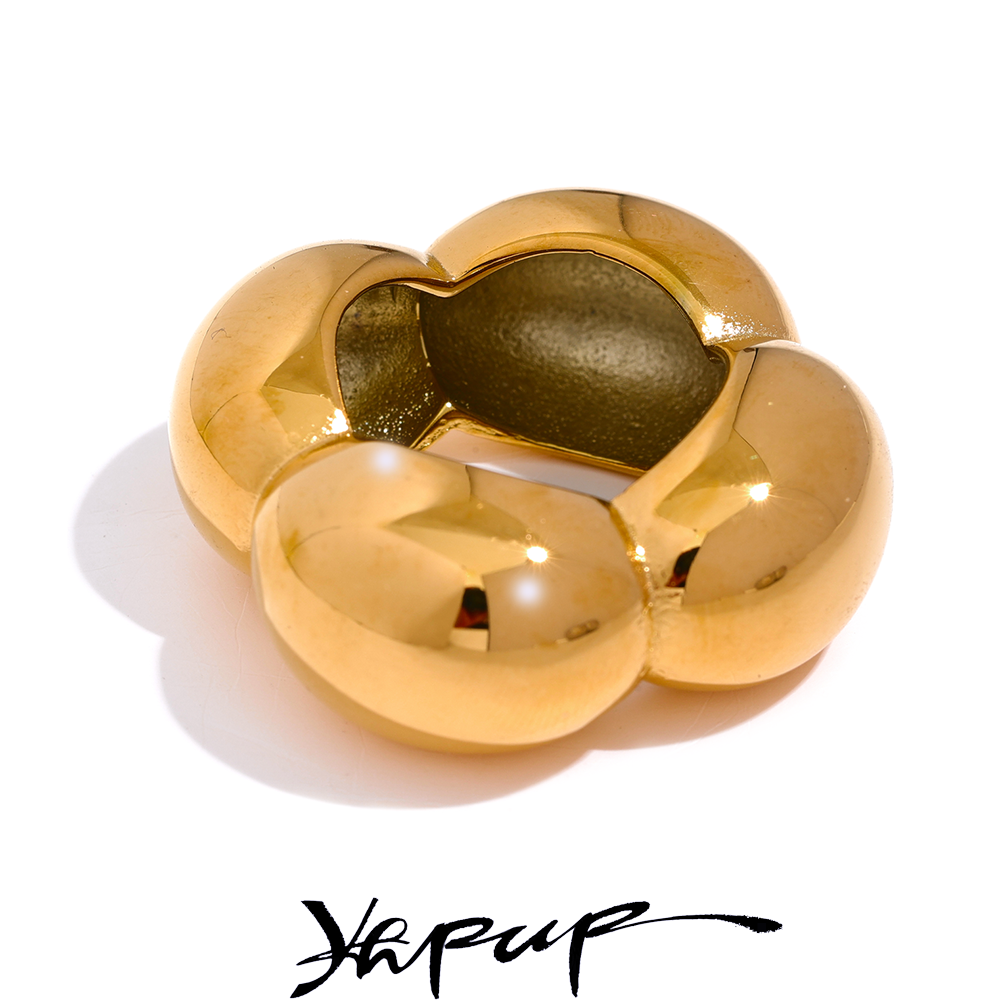 Hollow Flower Stainless Steel Statement Ring for Women