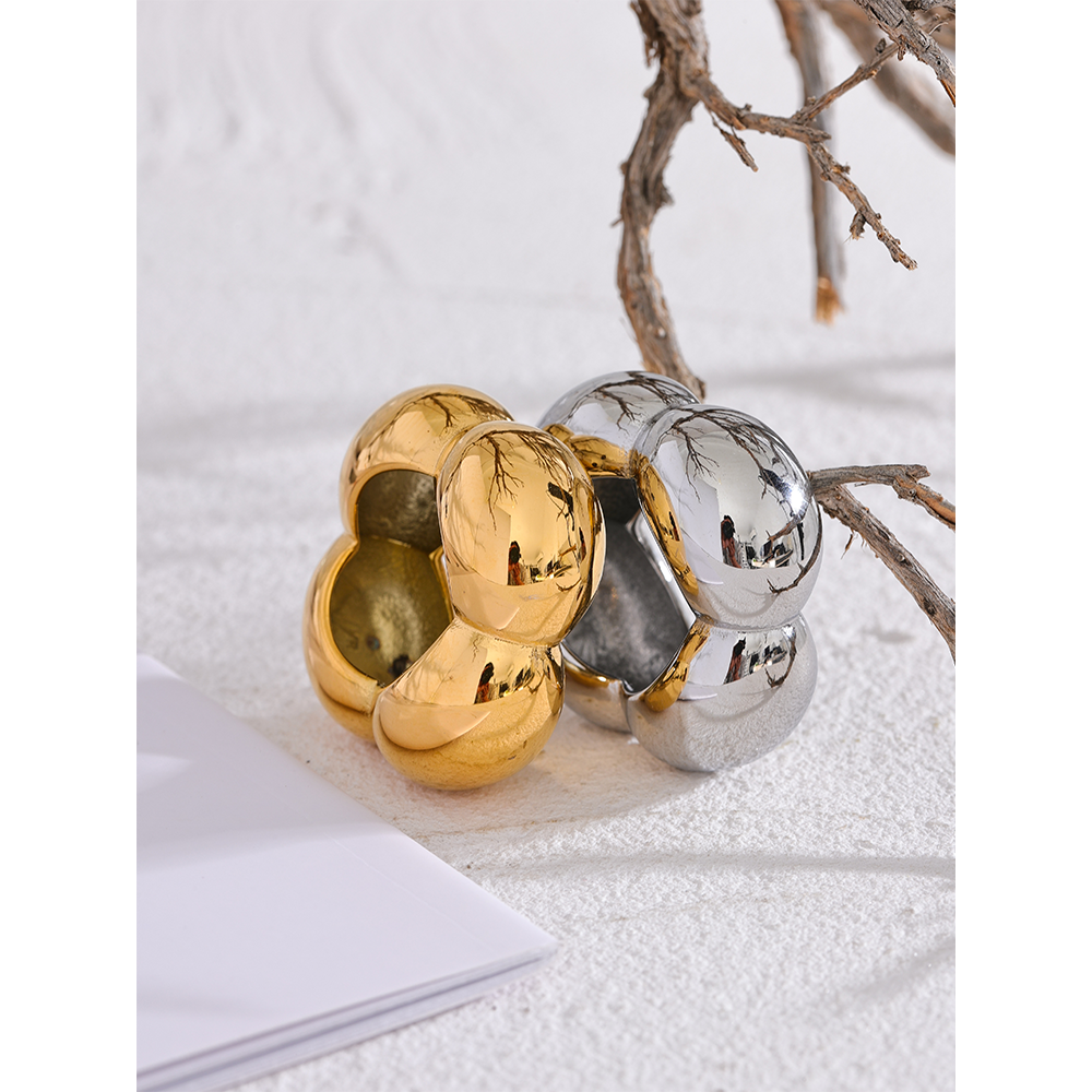 Hollow Flower Stainless Steel Statement Ring for Women