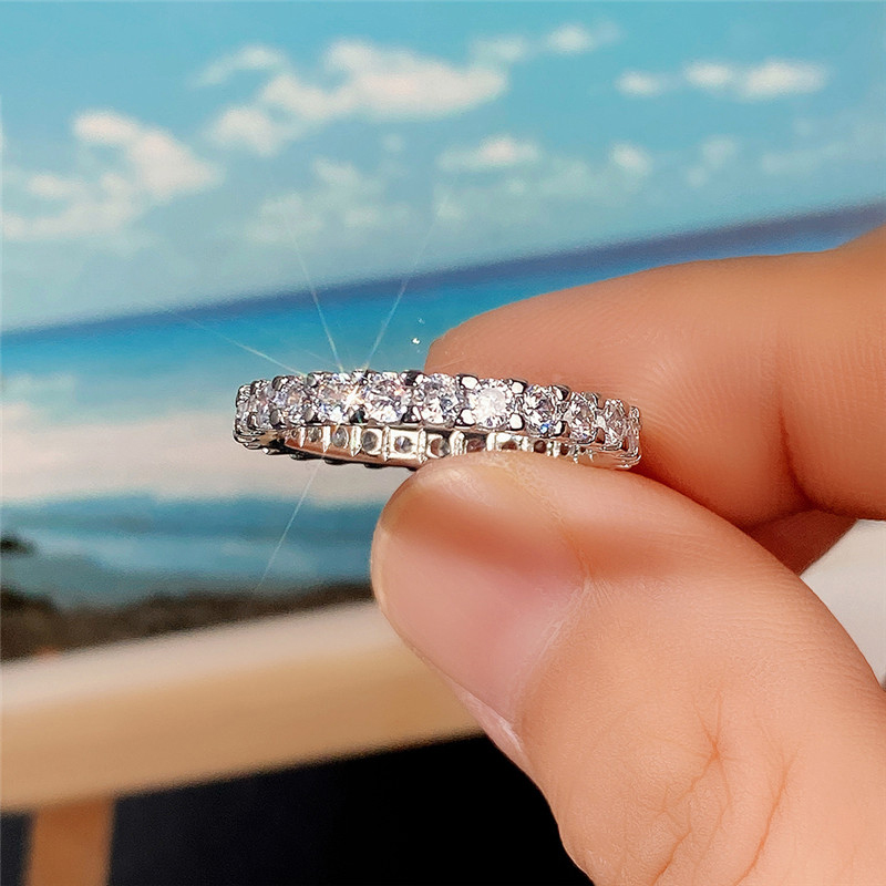 Elegant CZ Paved Round Ring for Women