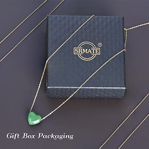 18k Gold Jade Heart Pendant Necklace for Women
