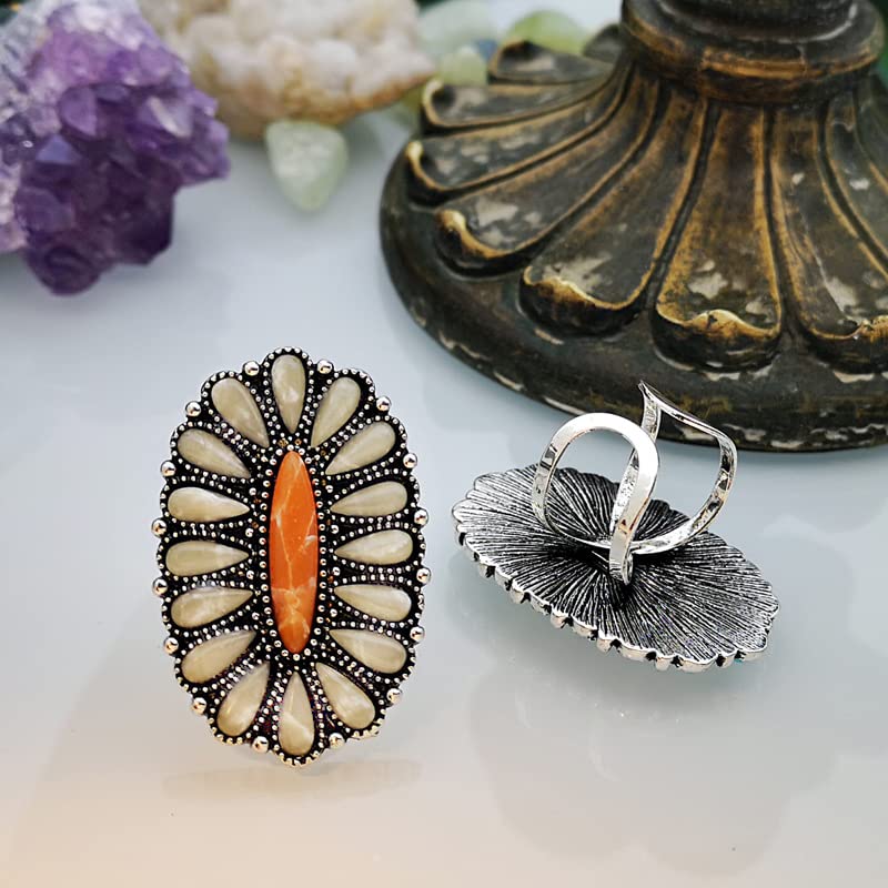 Bohemian Vintage Turquoise Flower Knuckle Ring