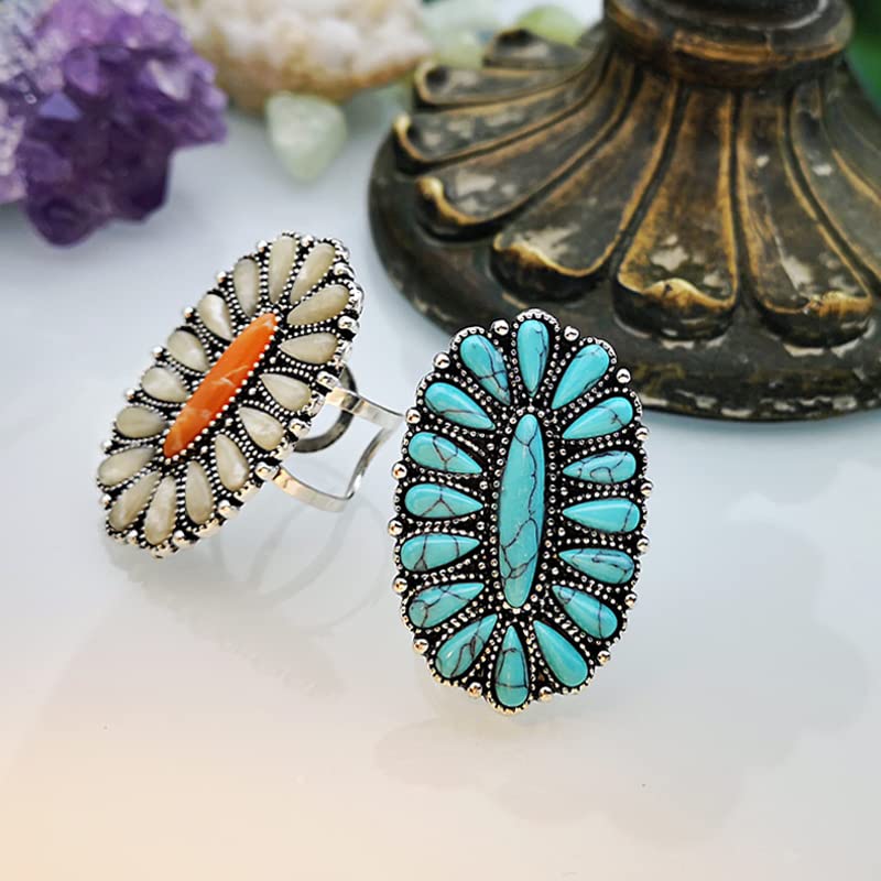 Bohemian Vintage Turquoise Flower Knuckle Ring