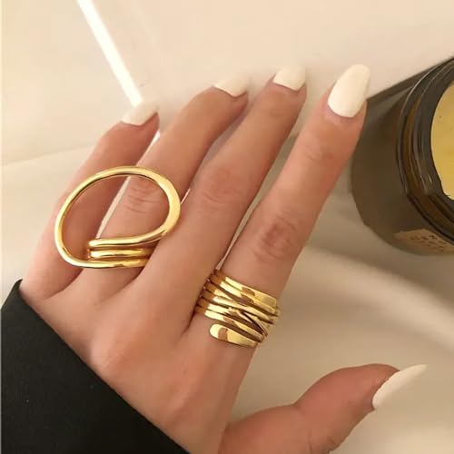Chunky Gold Adjustable Dome Rings for Women