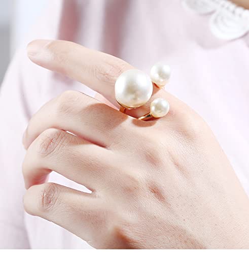 Adjustable Pearl Cluster Stacking Ring for Women